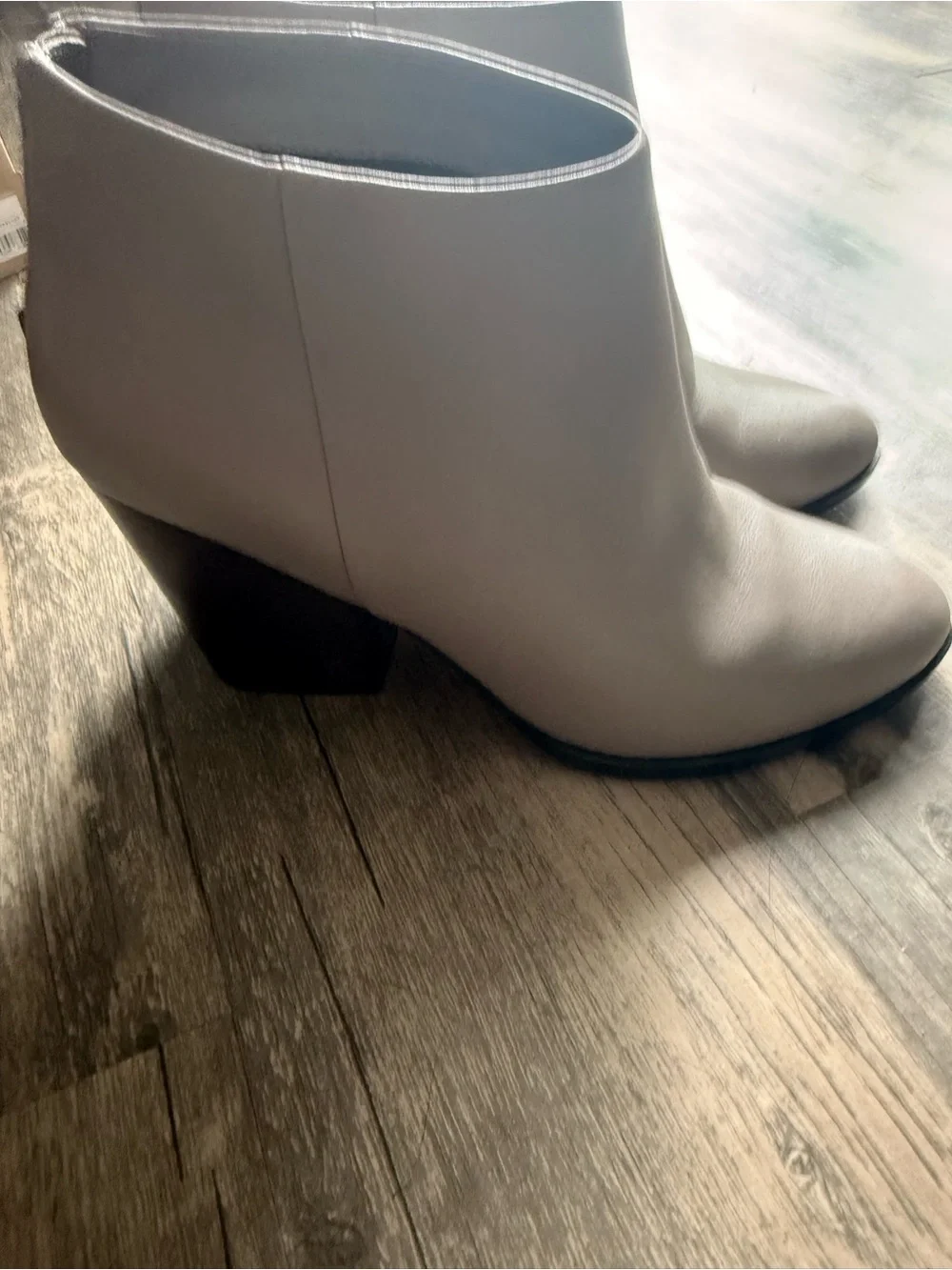 Cole Haan Women's Dey Taupe Leather Ankle Bootie with Stacked Heel 8.5
